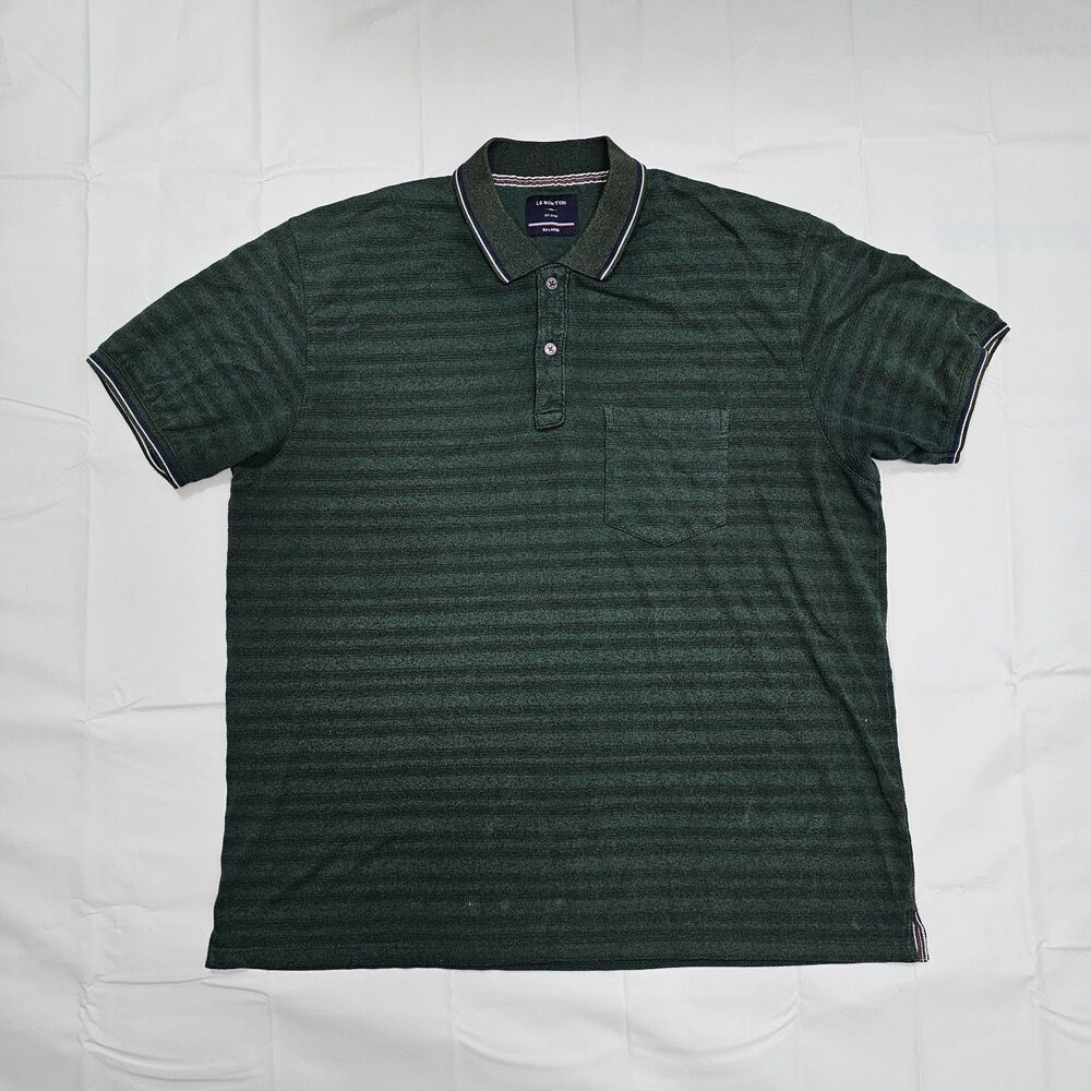 Le Bon Ton Polo Shirt Short Sleeve Green Casual Top 5XL Mens - Picture 2 of 8